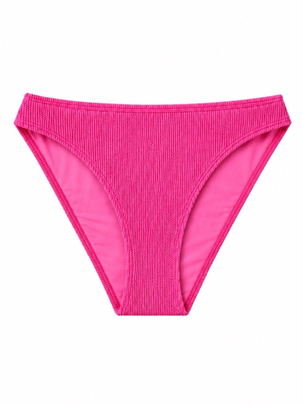 NWT Good American Bright Pink001 Always Fits Ribbed Bikini Bottom Sz 1/2 (S/M)